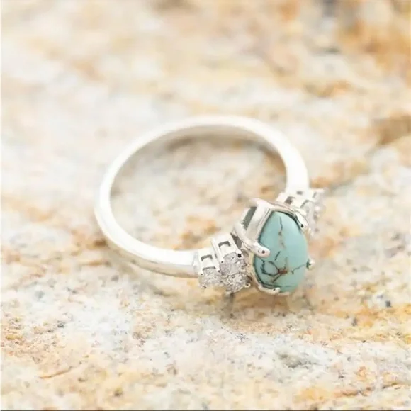 New 3pcs/set Turquoise Exquisite Moissanite Anniversary Party Ring - Picture 14 of 16